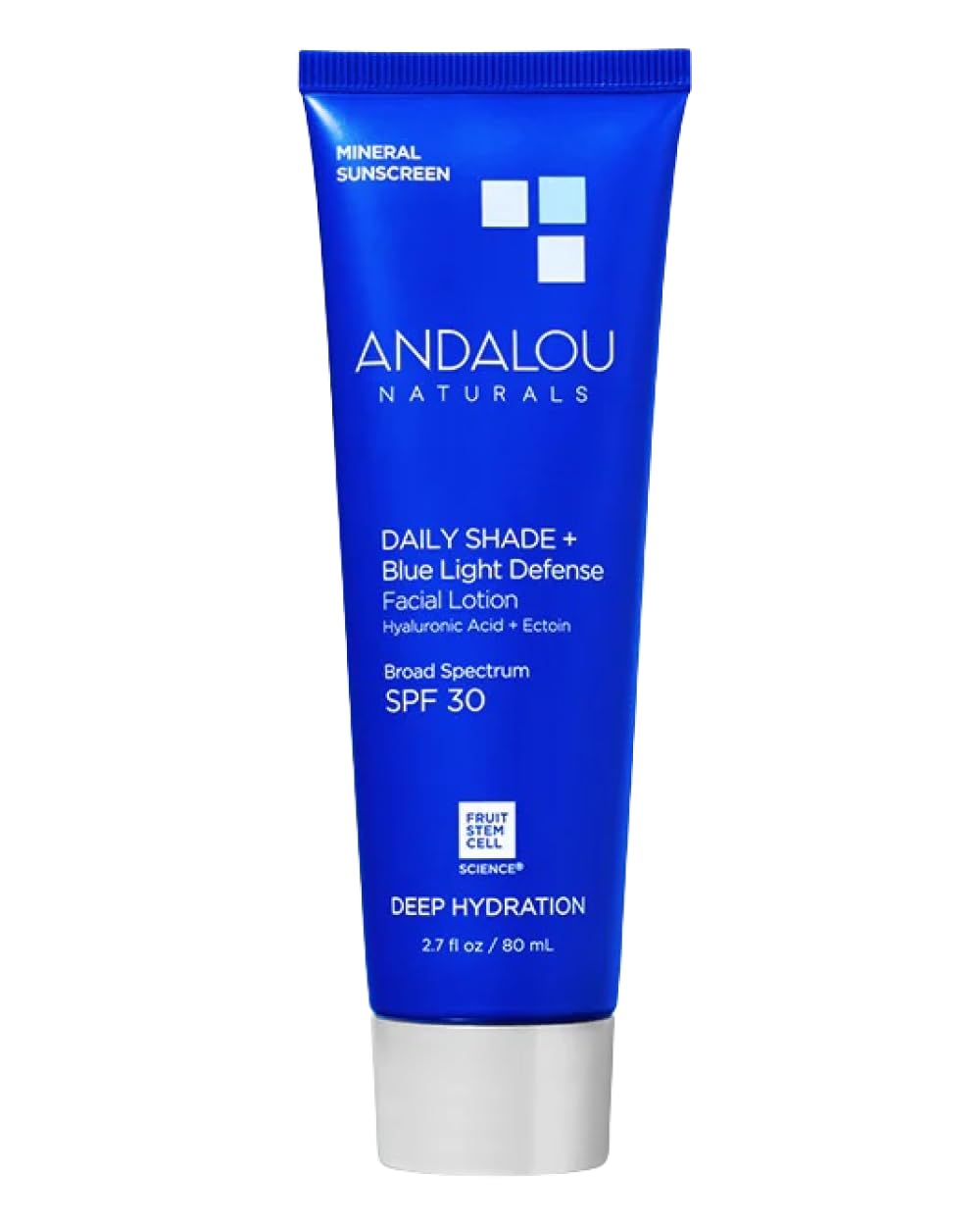 Andalou Naturals front packaging showing SPF 30 and hydration benefits