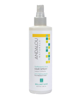 Andalou Naturals front bottle view showing branding and shine benefits