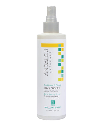 Andalou Naturals front bottle view showing branding and shine benefits