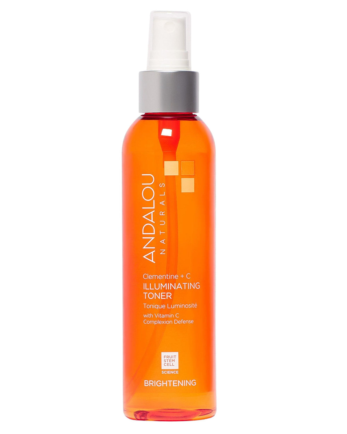 Andalou Naturals front bottle view showing glowing packaging and easy use