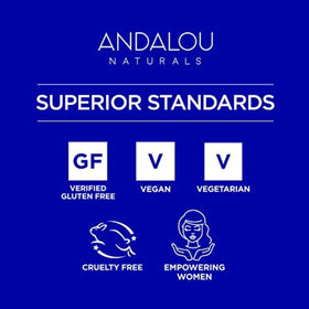 Andalou Naturals lifestyle bathroom counter suggesting daily self-care ritual