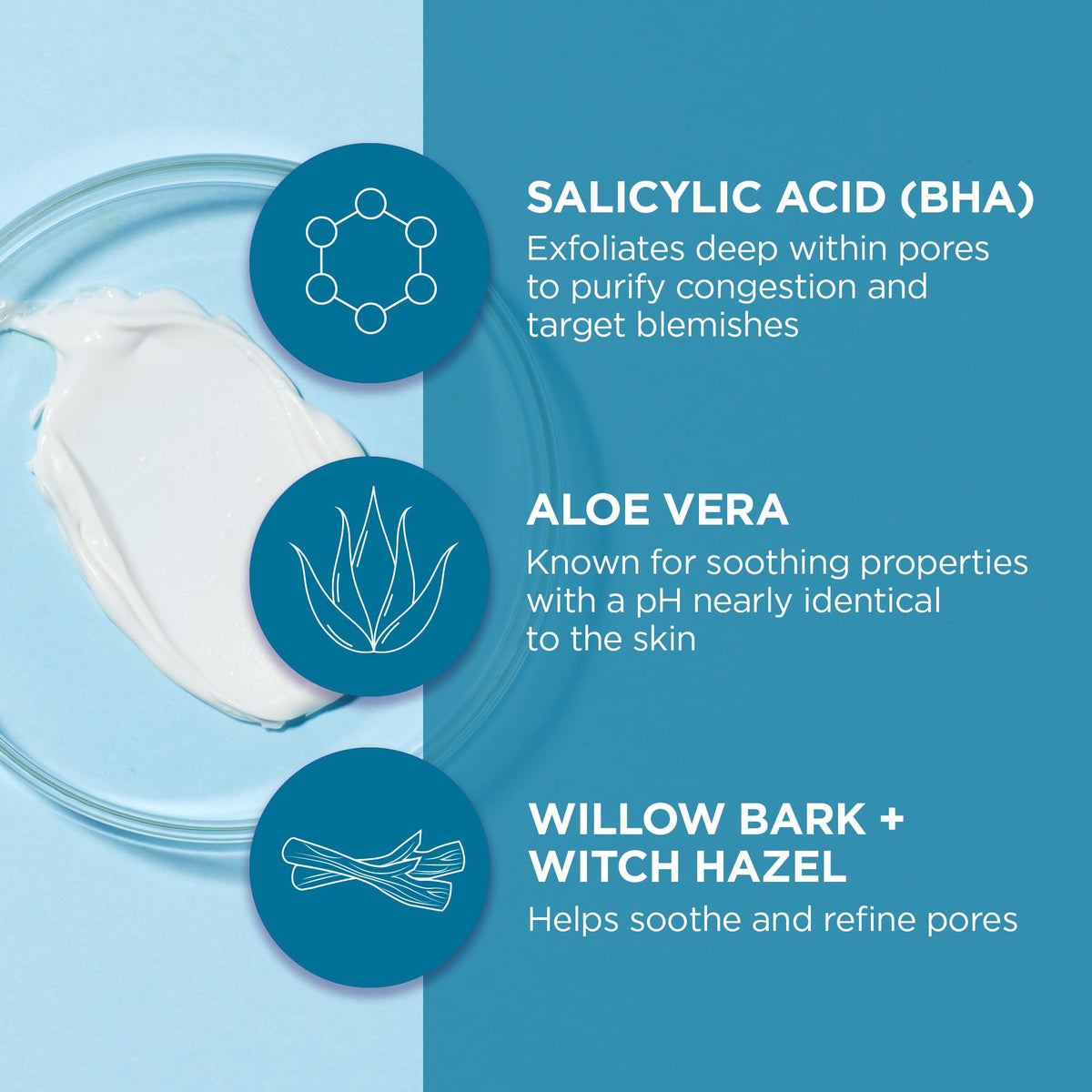 Andalou Naturals product staged with aloe and willow bark highlighting calming and clarifying benefits