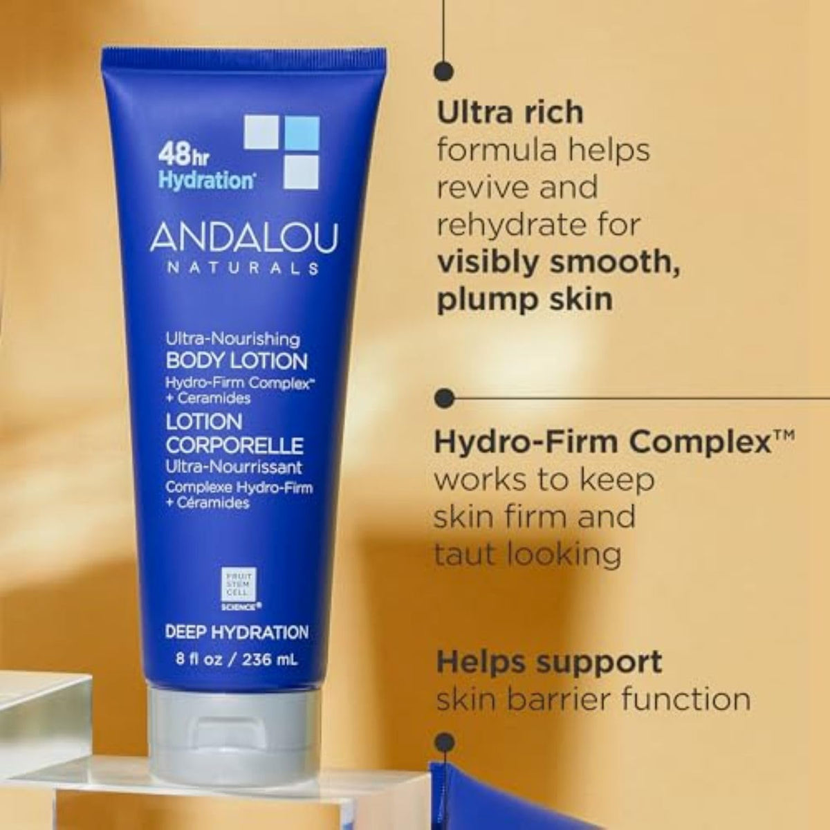 Andalou Naturals pump and label detail highlighting easy dispensing