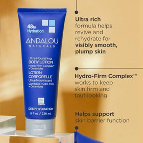 Andalou Naturals pump and label detail highlighting easy dispensing