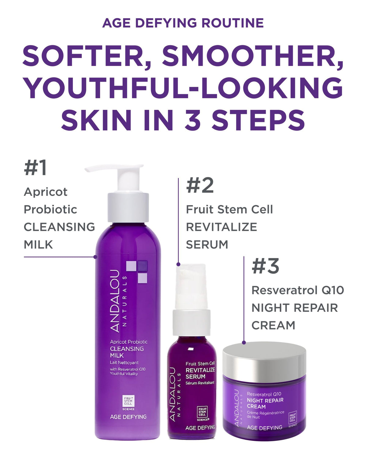 Andalou Naturals ingredient display highlighting botanical antioxidants and vitality