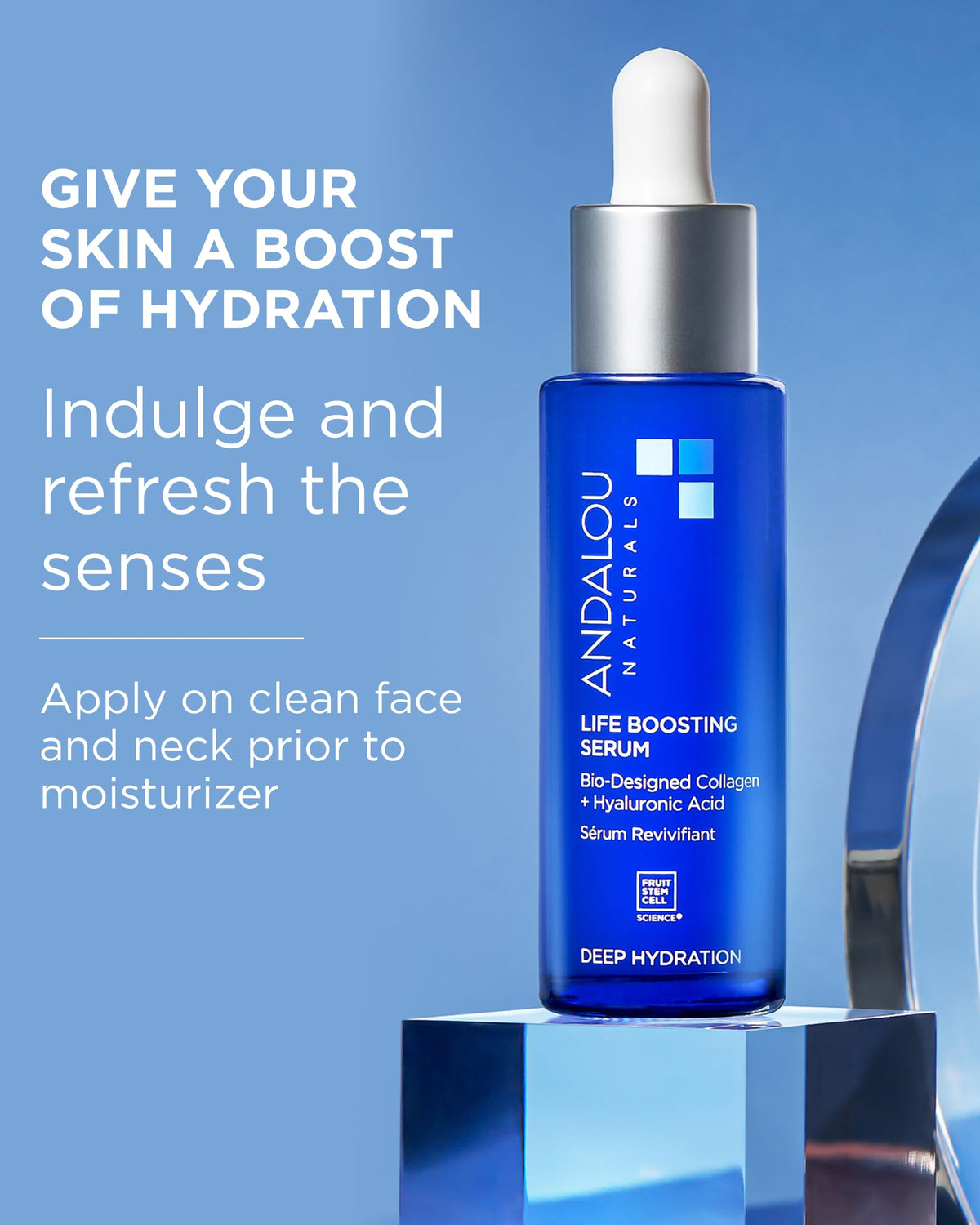 Andalou Naturals applying serum to neck to show hydration benefit
