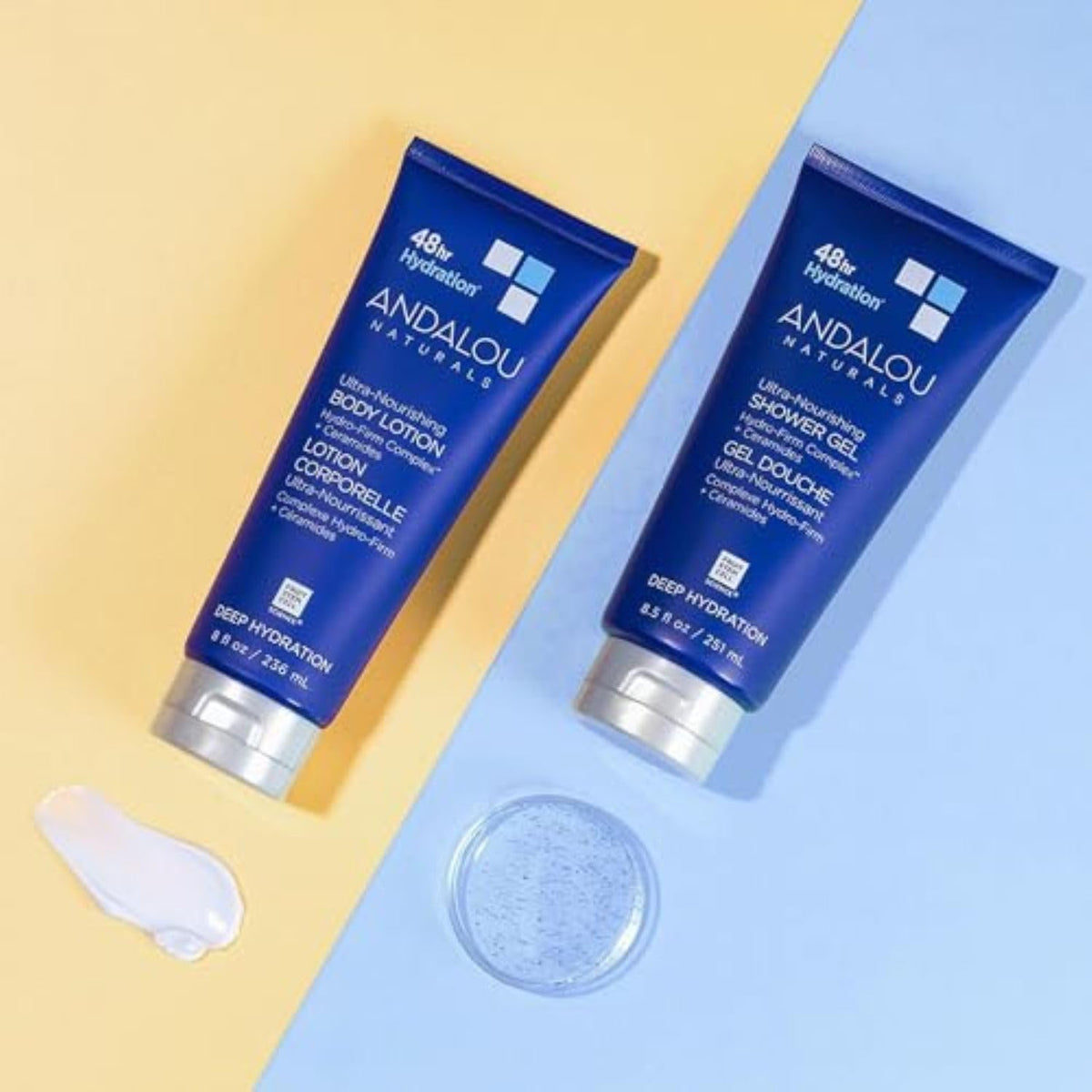 Andalou Naturals 8 fl oz size comparison showing travel-friendly volume