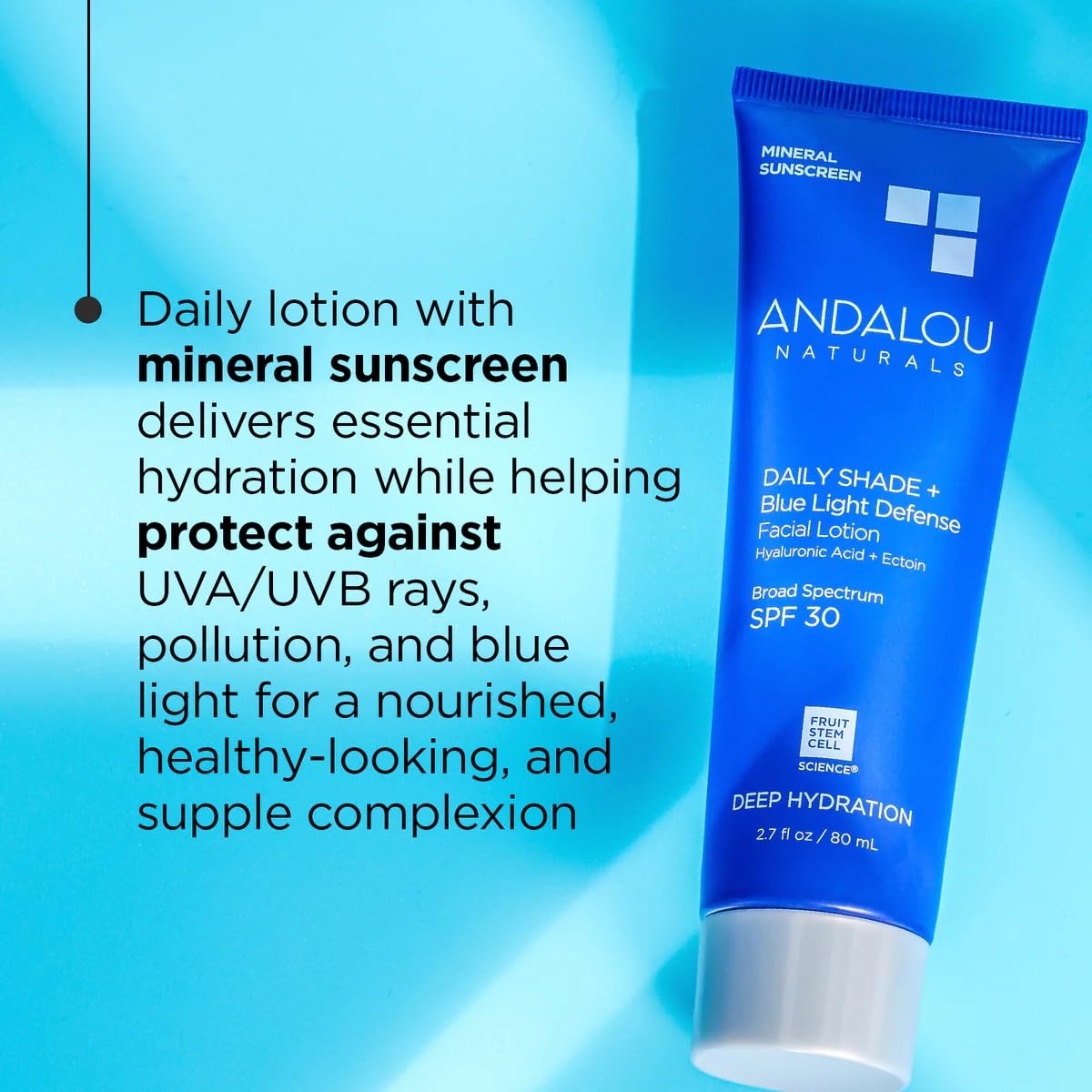 Andalou Naturals close-up of lotion texture demonstrating lightweight hydration