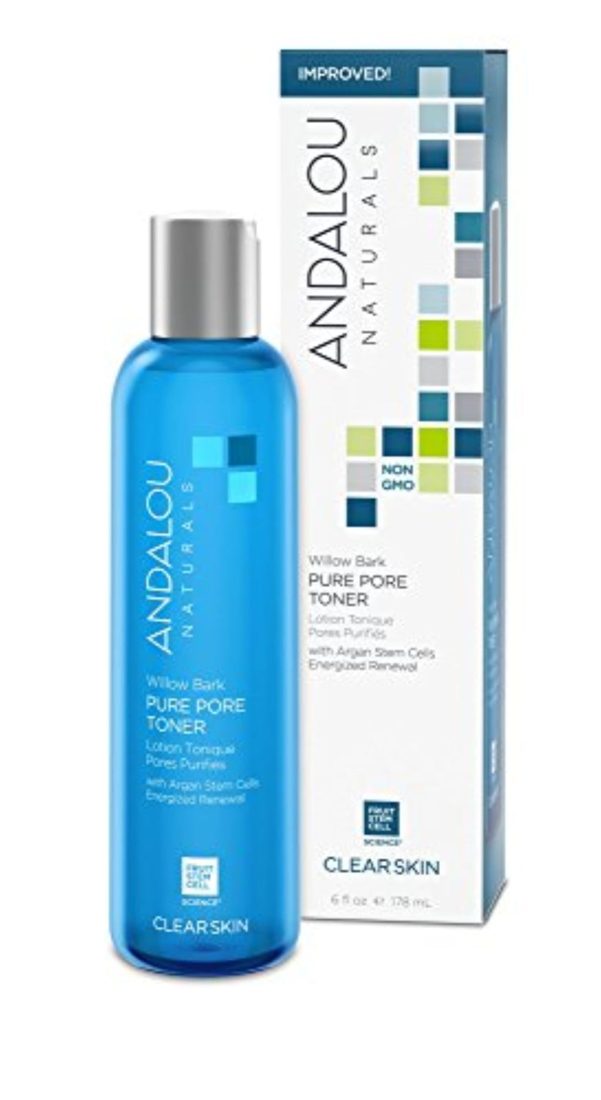Andalou Naturals front bottle view showing label and size for easy identification and choice