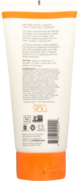 Andalou Naturals gel texture closeup demonstrating gentle lather benefit
