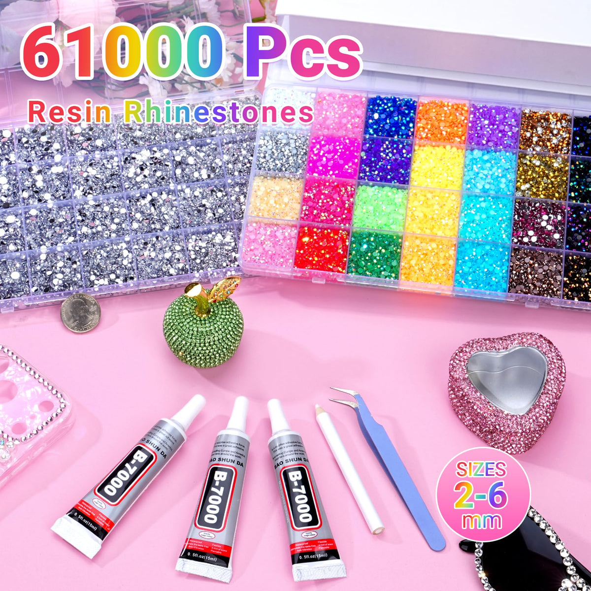 ANDGING close-up of 3mm jelly AB rhinestones highlighting vibrant colors and sparkle