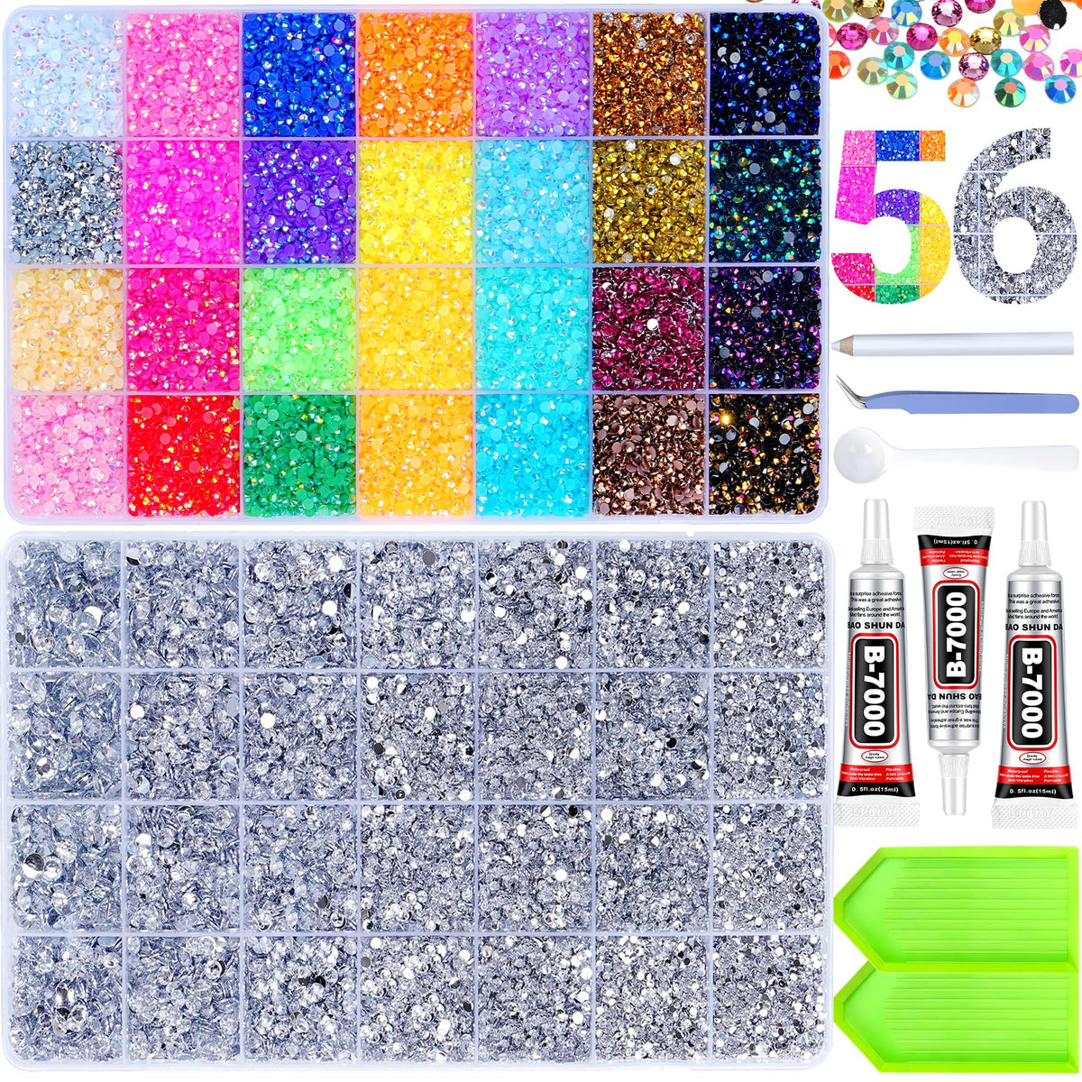 ANDGING front packaging showing full bedazzling kit and contents for ready crafting