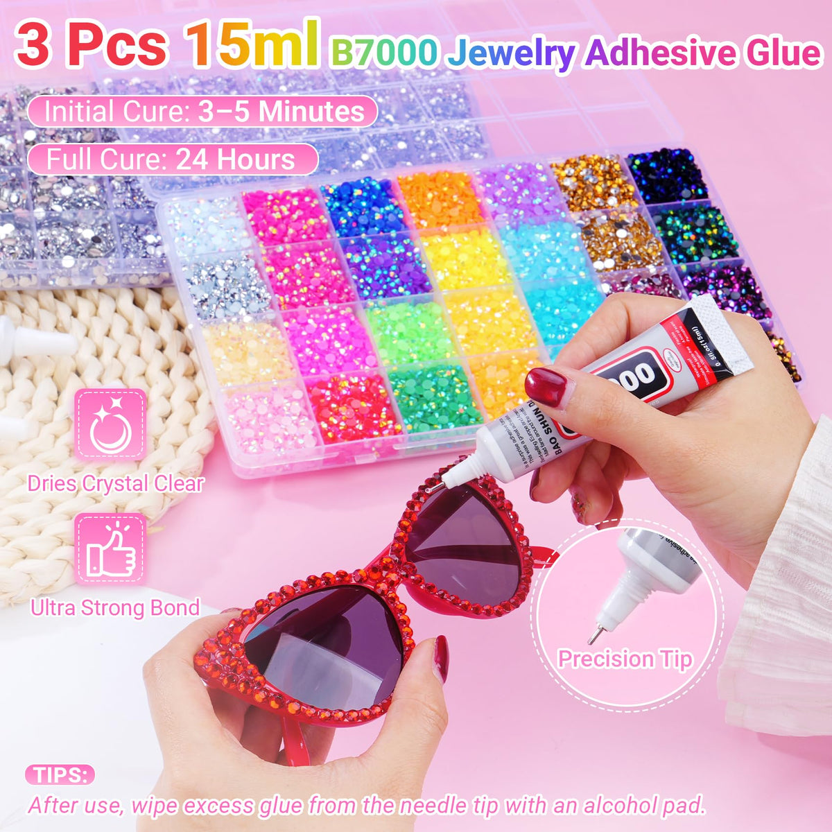 ANDGING tweezer pickup pen spoon and B7000 glue for precise application