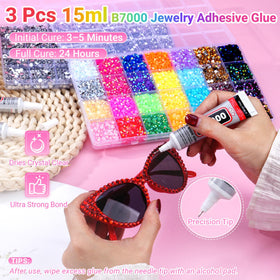 ANDGING toolkit with B7000 glue, tweezers, pickup pen and rhinestone spoon for precise placement