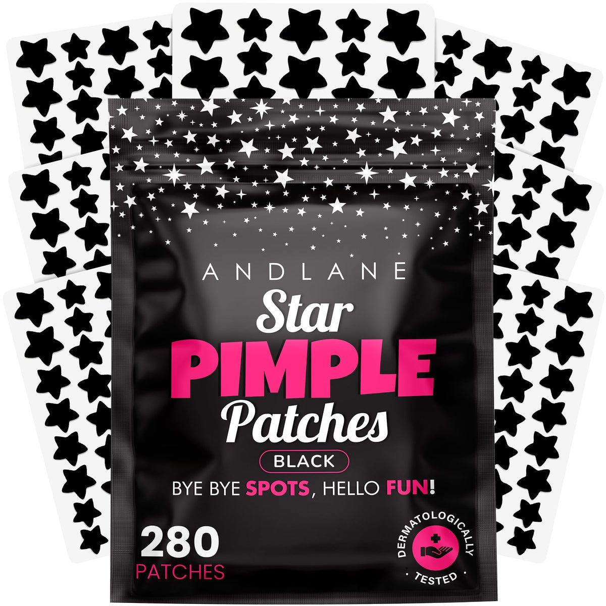 Andlane front packaging showing black star patches and product benefits