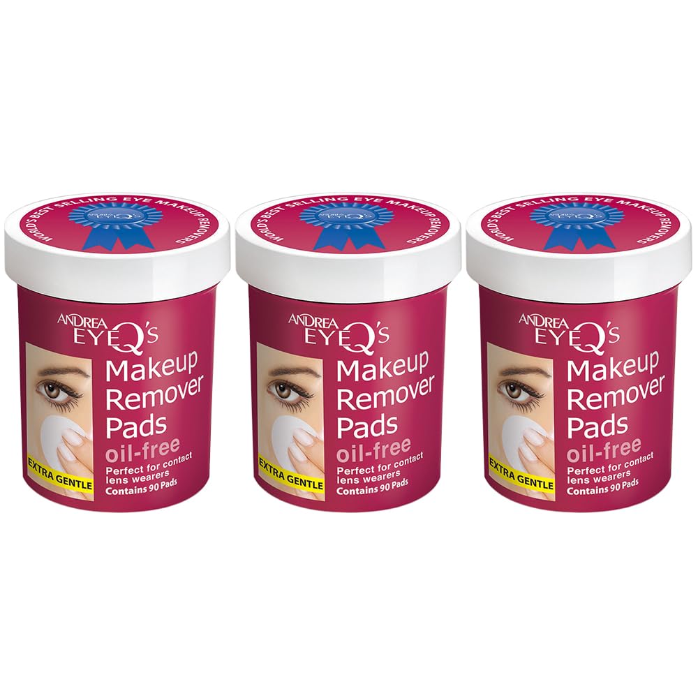 ANDREA front packaging of Eye Q's oil-free remover pads showing brand and count