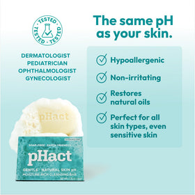 ANDREW LESSMAN pHact label close-up listing four plant-based ingredients benefit