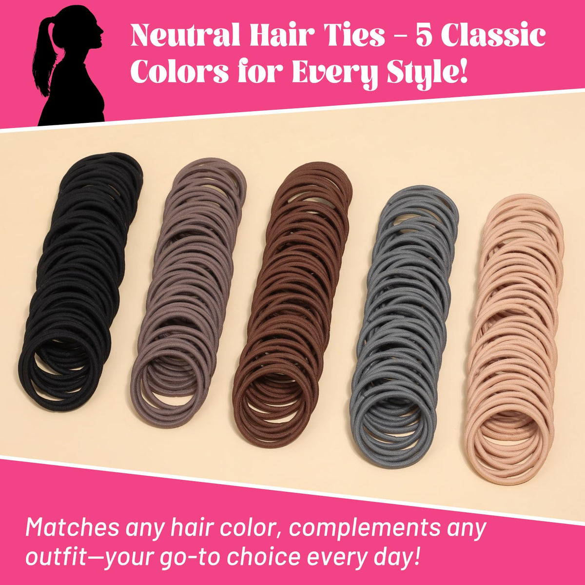 Anezus hair tie in ponytail demonstrating secure styling