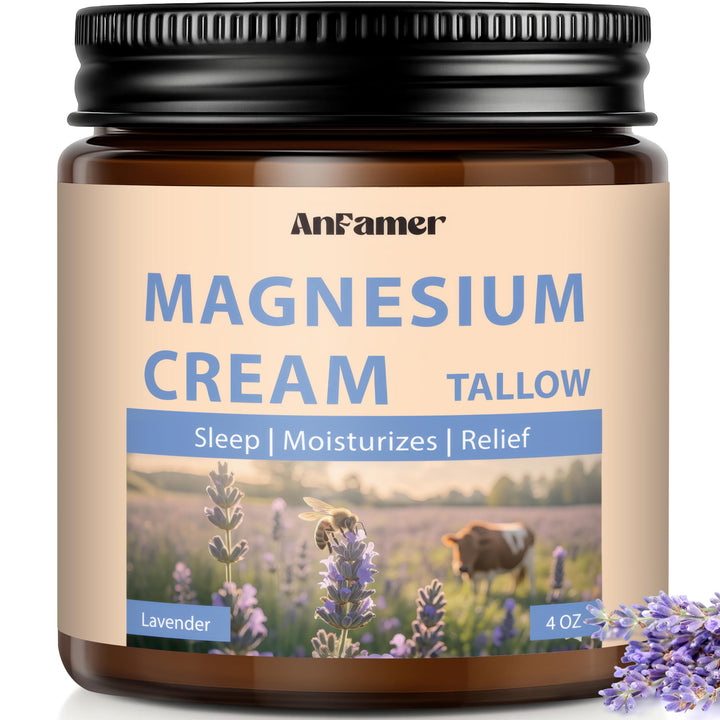 AnFamer front label showing lavender tallow magnesium cream benefits