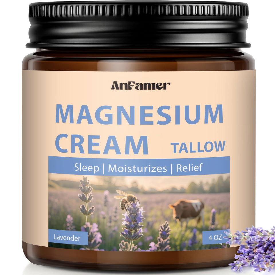 AnFamer front label showing lavender tallow magnesium cream benefits