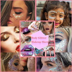 Angels Beauty glitter used at backyard patio party adding festive sparkle to outfit
