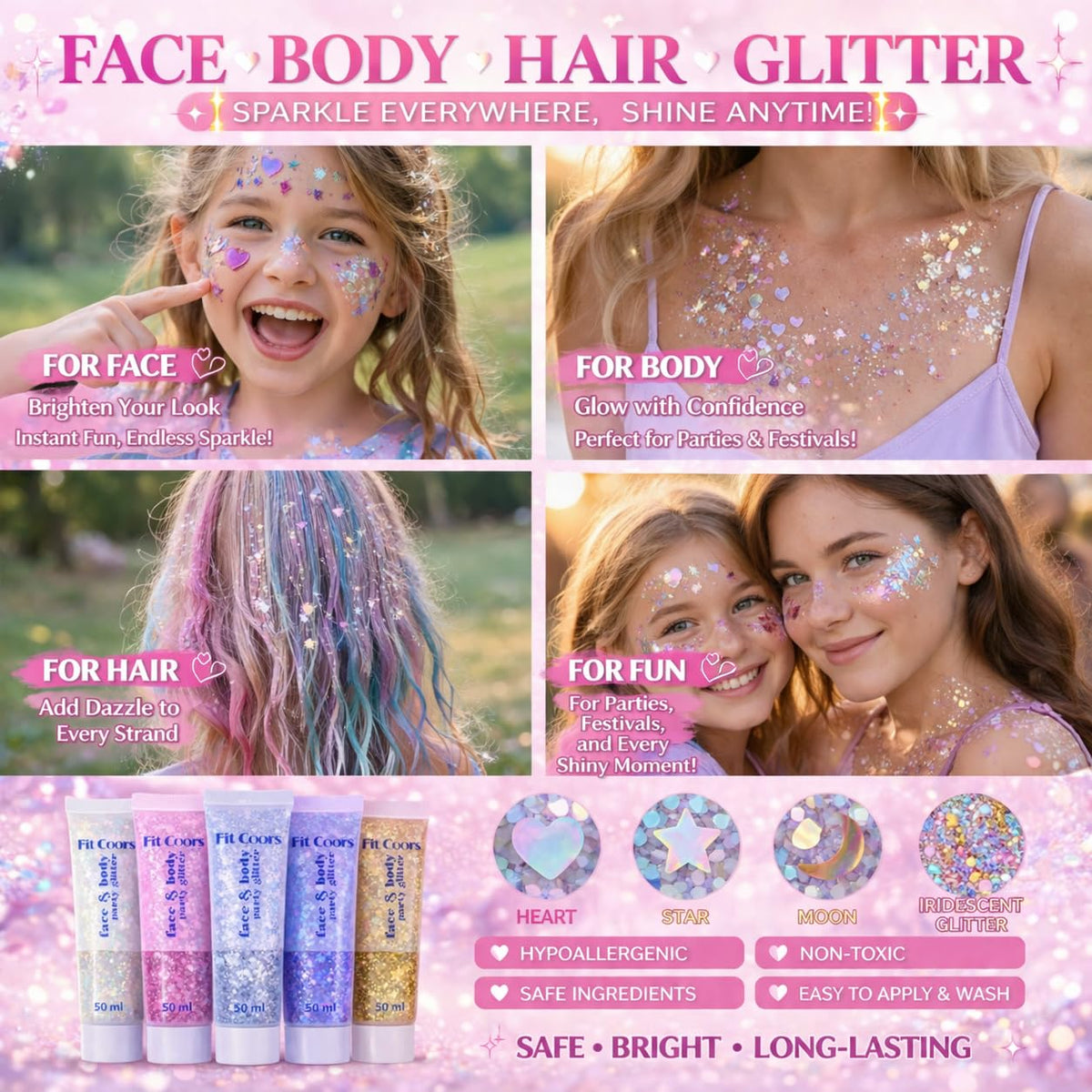 Angels Beauty model at a 4th of July party wearing patriotic face and hair glitter