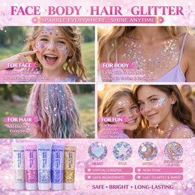 Angels Beauty model at a 4th of July party wearing patriotic face and hair glitter
