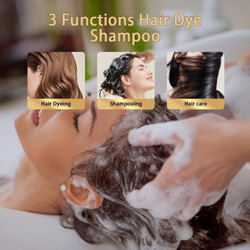 AngeRose hand applying shampoo to wet hair for low-mess home coloring benefit