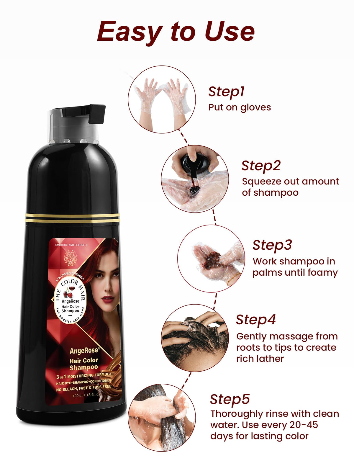 AngeRose applied on hair in shower demonstrating simple 15-minute use