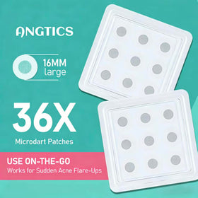ANGTICS patch on fingertip for scale showing small targeted coverage