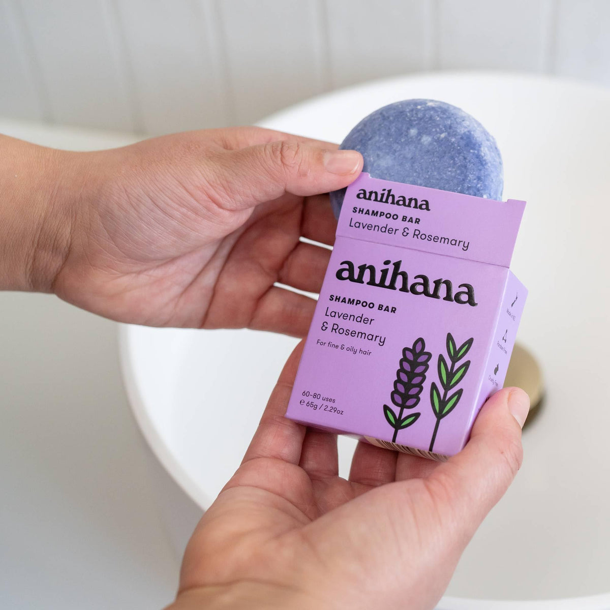 ANIHANA shampoo bar side profile highlighting compact travel-friendly size