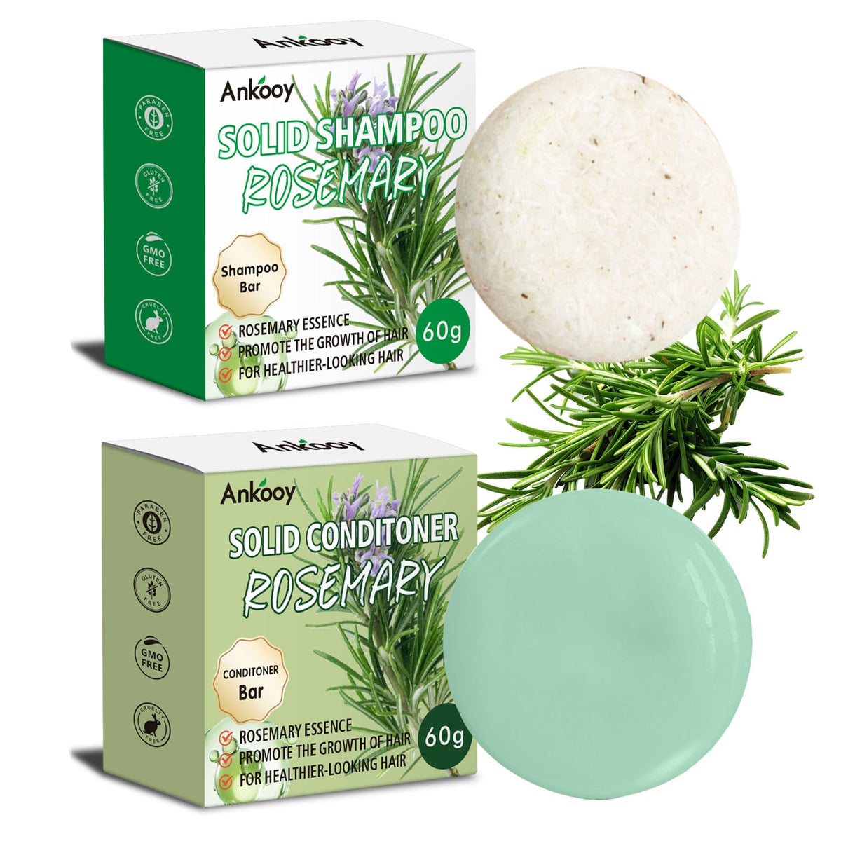 ANKOOY front packaging showing both shampoo and conditioner bars and eco benefit