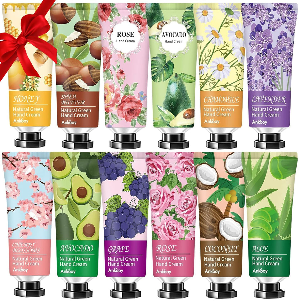 ANKOOY front packaging showing 12 mini hand cream tubes and benefits
