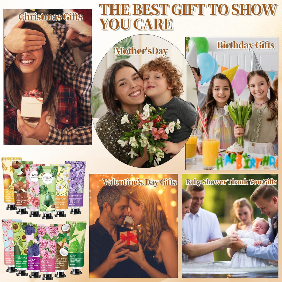 ANKOOY spread of tubes displaying ten botanical fragrances and convenient variety