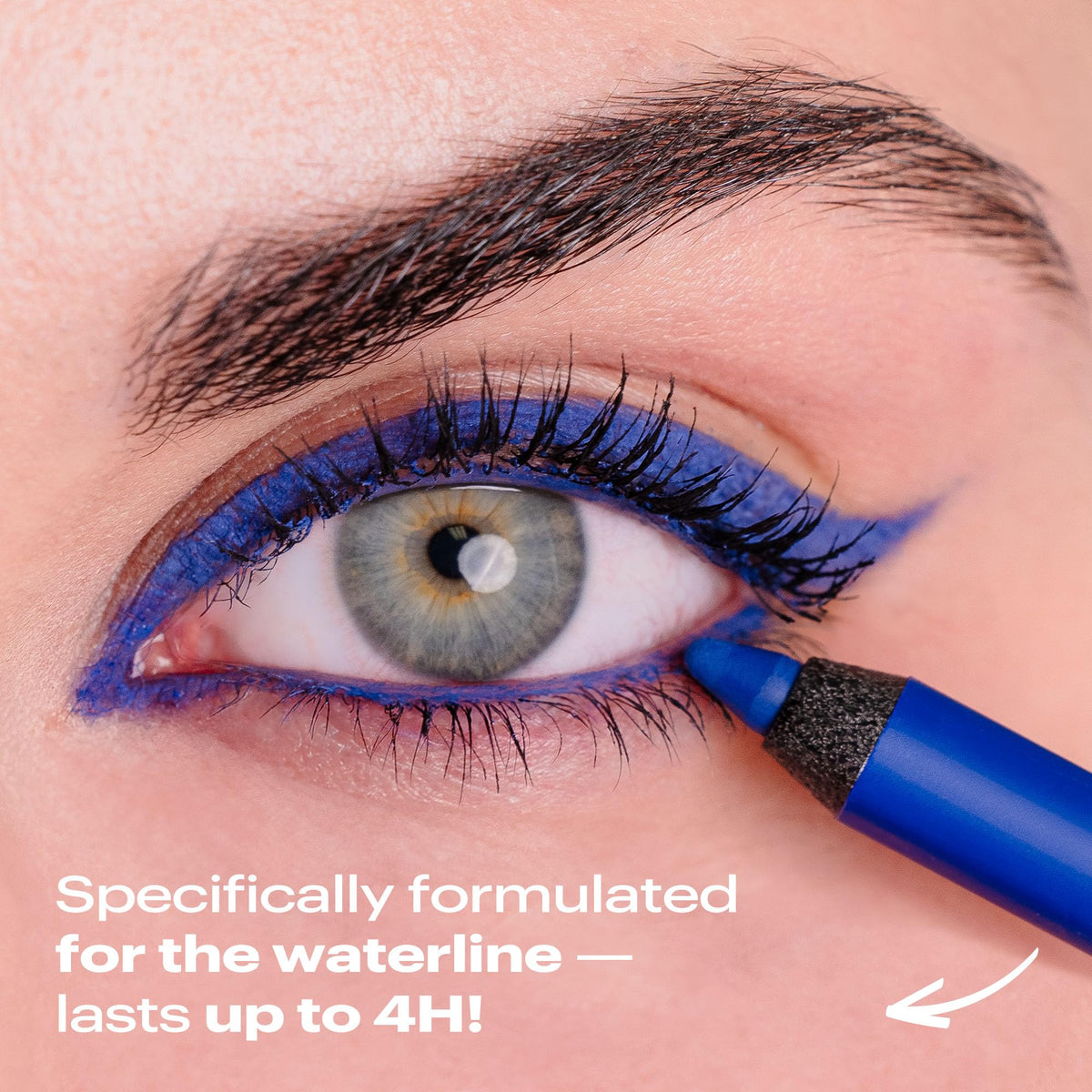 annabelle pencil applied to waterline demonstrating lasting waterproof benefit