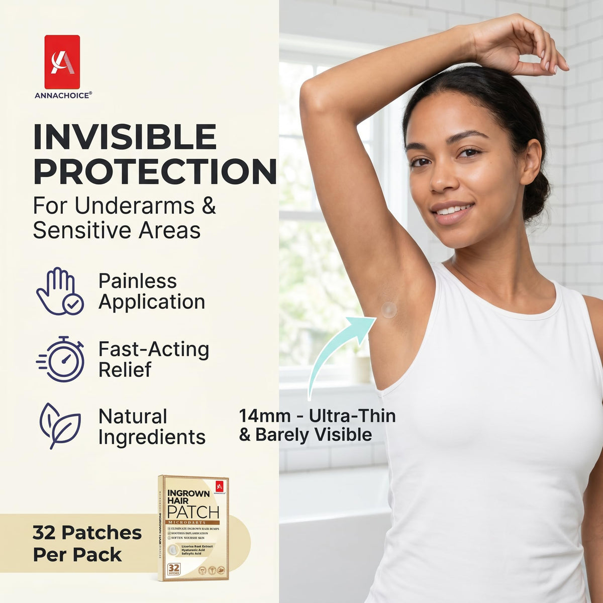 AnnaChoice patch on bikini line smoothing and calming irritation