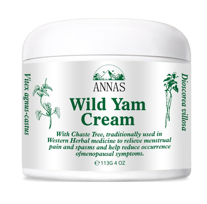 ANNAS Wild Yam Cream front jar showing label and organic ingredients benefit