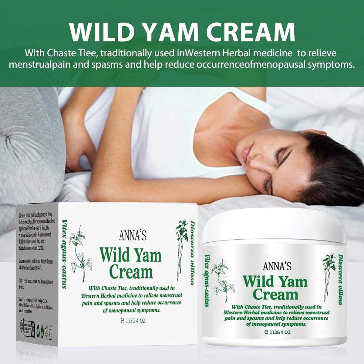 Anna's wild yam cream open jar showing creamy texture and quick-absorbing hydration benefit