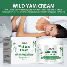 Anna's wild yam cream open jar showing creamy texture and quick-absorbing hydration benefit