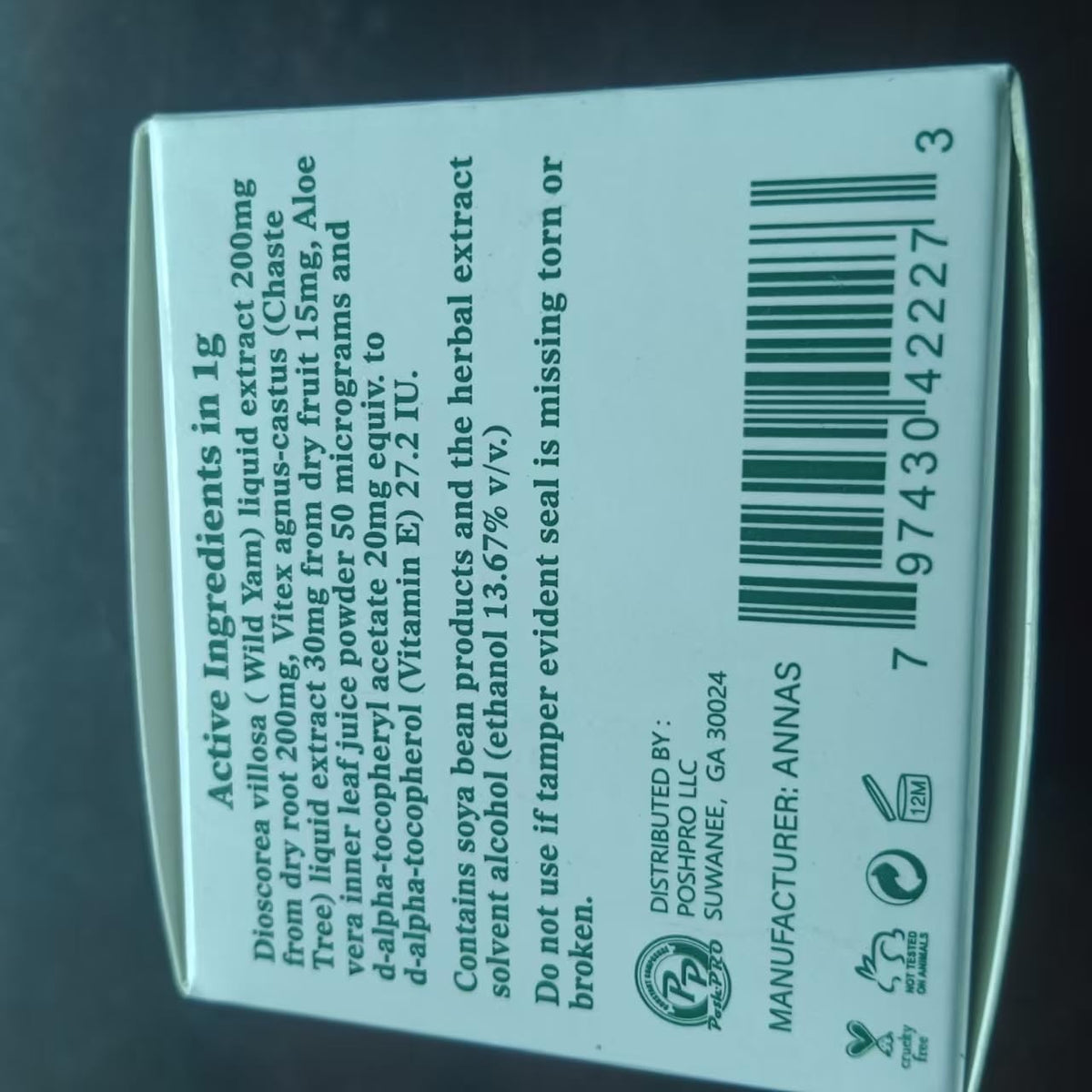 ANNAS Wild Yam Cream texture swatch on skin illustrating fast-absorbing hydration