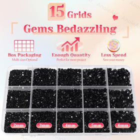 Flatback view of AnoleAir black rhinestones showing smooth base for strong adhesion