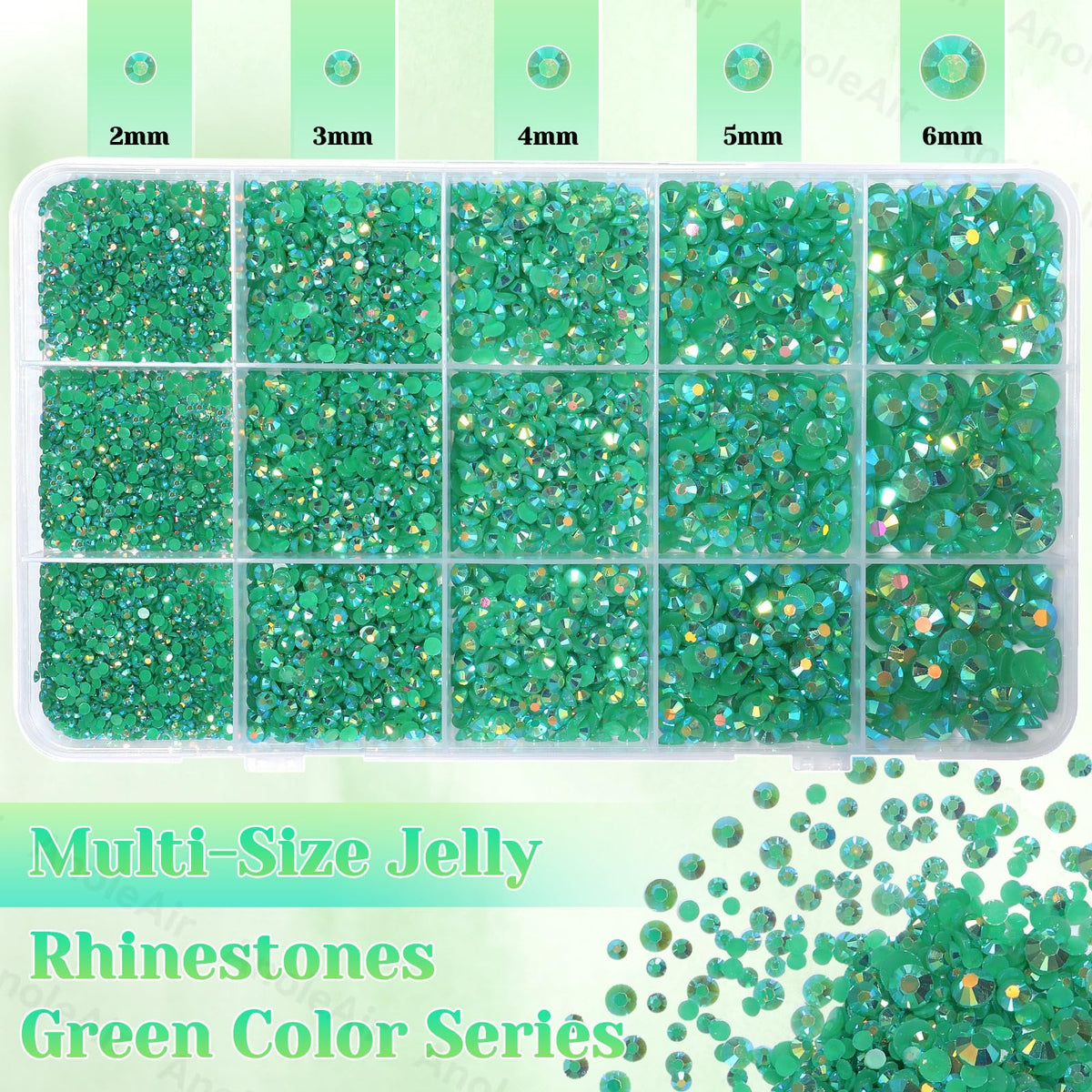 AnoleAir close-up of resin gem facets showing brilliant sparkle and color retention