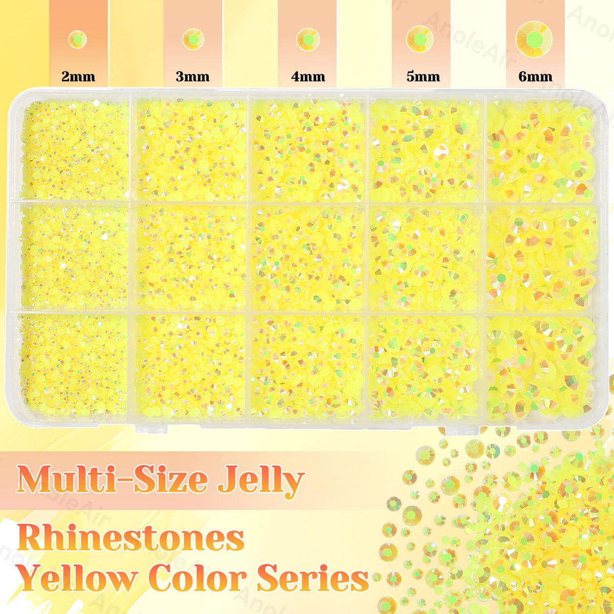 AnoleAir close-up of faceted yellow resin gem showing bright reflective detail and shine