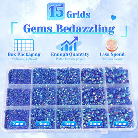 AnoleAir mixed-size royal blue gems spread to show size variety and count