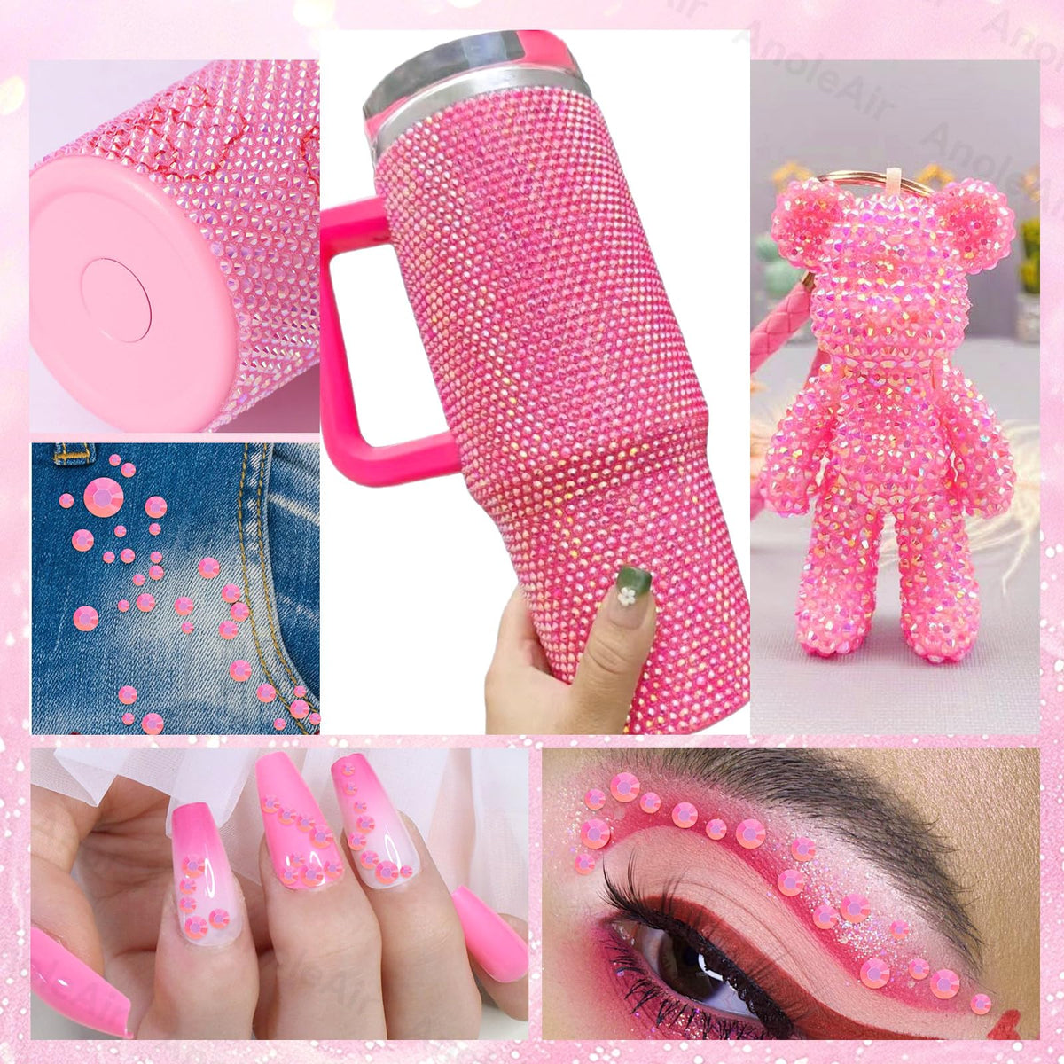 AnoleAir rhinestones applied on a tumbler illustrating vibrant decoration effect