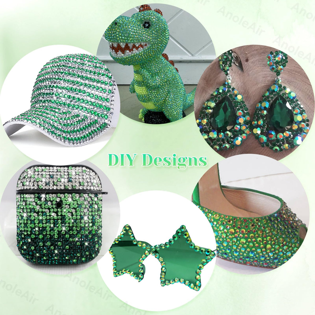 AnoleAir crafting table with rhinestones and supplies showing ready-to-create convenience