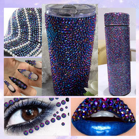 AnoleAir rhinestones applied to tumbler, demonstrates high-impact decorative effect