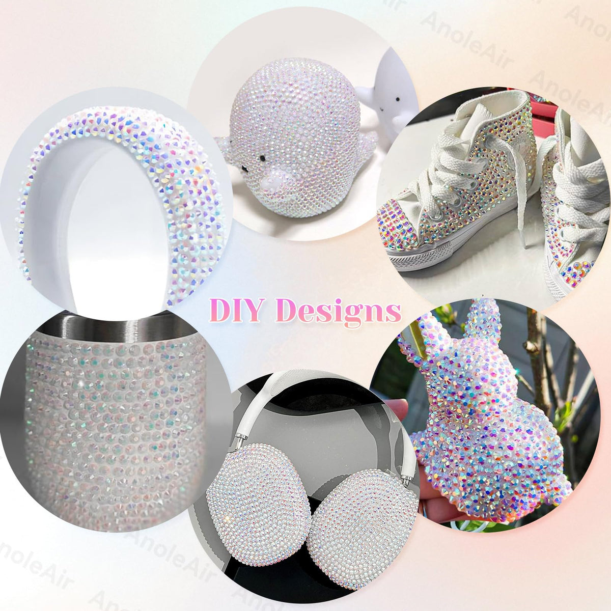 AnoleAir rhinestones applied to a tumbler demonstrating durable decorative finish