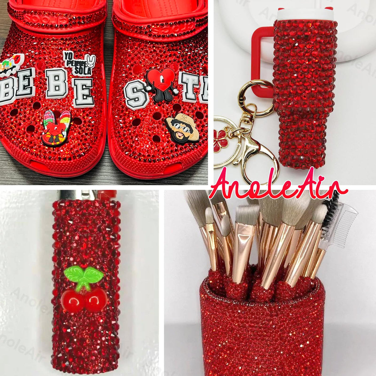 AnoleAir rhinestones on a craft table with tools, inspires DIY projects and creative use
