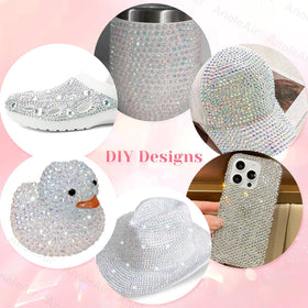 AnoleAir gems held in hand to show scale and volume for large-area bedazzling projects